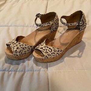 Toms Animal Print Wedge Sandals